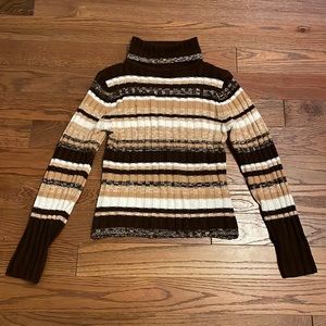 Vintage striped knit turtleneck sweater